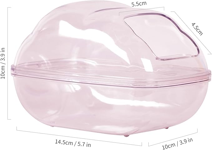 BUCATSTATE Hamster Dust Bath Container Hamster Sand Bath Kit Small Animal Toilet Cage Accessories for Gerbil, Syrian Hamster, Mouse, Rat (Pink, Medium)-PawvioPets