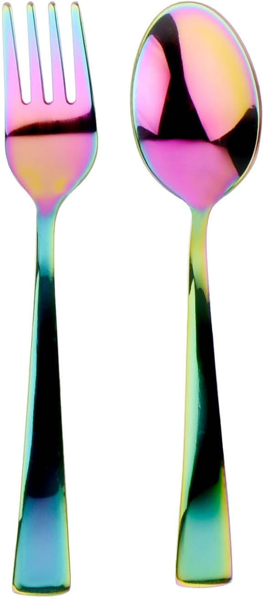 Ahimsa Stainless Steel Kids Utensils - Kids Fork and Spoon Set, Pediatrician Designed Rainbow Silverware Set, 100% BPA Free & Dishwasher Safe (Rainbow)-PawvioPets