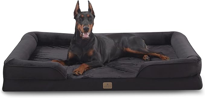 Bedfolks Orthopedic Dog Bed XXL, Waterproof Dog Sofa Bed for Giant Dogs, Egg Foam Pet Couch Bed with Removable Washable Cover and Nonslip Bottom, Black-PawvioPets