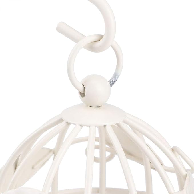 Birdcage Candle Holder, Hanging Candle Holder Decorative Bird Cages Bird Cage Decor Vintage Metal Candlestick for Wedding, Party(White)-PawvioPets