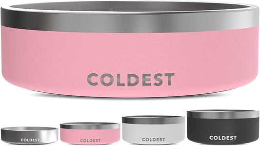 Coldest Dog Bowl - Anti Rust Metal, Non Slip, 3 Layers Insulated Stainless Steel Dog Bowls - Spill Proof & Heavy Duty - Water Bowl for Dogs, Cats & Pets, Dish Washer Safe (42 oz,Cotton Candy Pink)-PawvioPets
