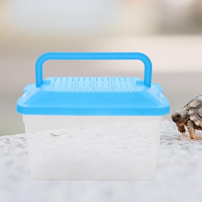 FRCOLOR Portable Plastic Turtle Tank - Transparent Aquarium Carrier Box for Small Pets Ideal for Hamsters Lizards and Fish Easy to Feed and Clean-PawvioPets