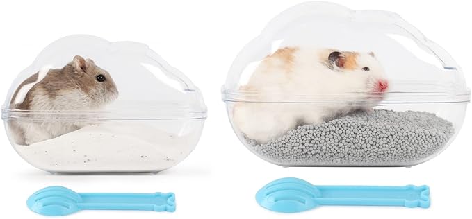 BUCATSTATE Sand Bath Container for Hamster Large Transparent Hamster Toilet with Scoop Dwarf Sandbox Dust Bathtub Small Animals Bathroom Hamster Cage Accessories (Transparent, Large)-PawvioPets