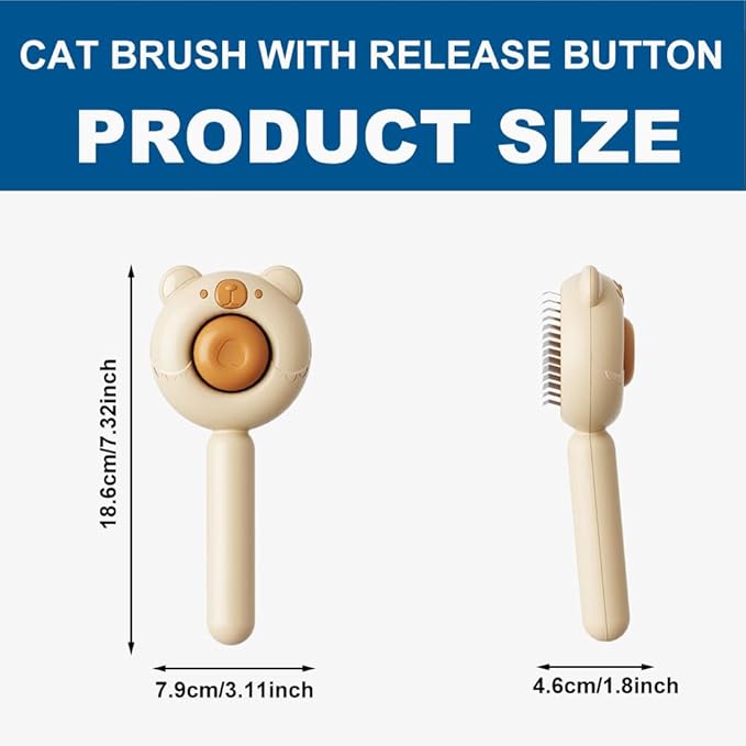 Cat Brush for Short or Long Haired Cats Dogs Rabbits, Cute Dog Brush with Release Button for Massage and Removes Loose Fur-PawvioPets