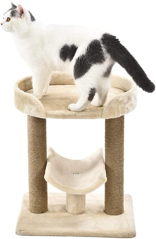 Amazon Basics Multi- Platform Cat Tree with Scratching Post for Indoor Cats up to 25lbs, 18 x 14 x 22 Inches, Beige-PawvioPets