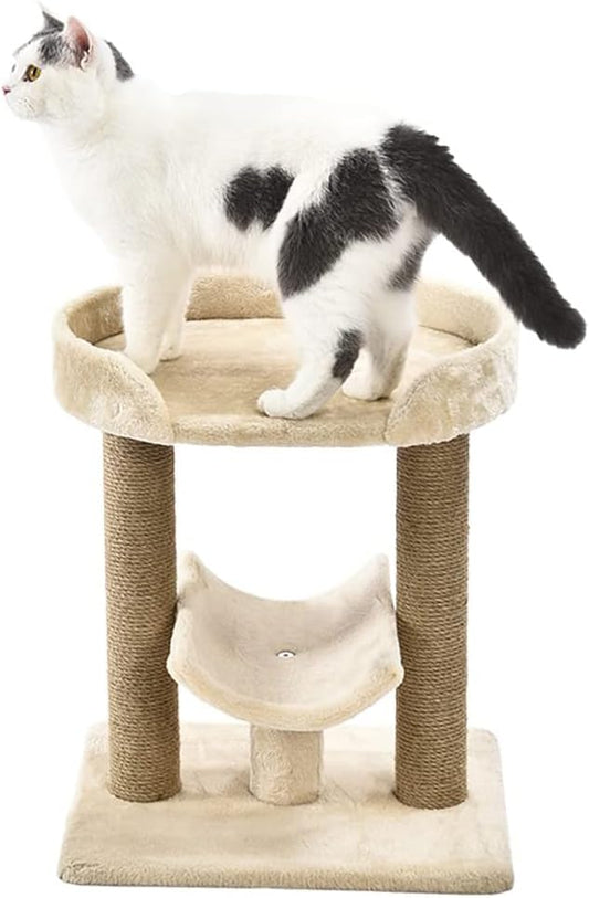 Amazon Basics Multi- Platform Cat Tree with Scratching Post for Indoor Cats up to 25lbs, 18 x 14 x 22 Inches, Beige-PawvioPets
