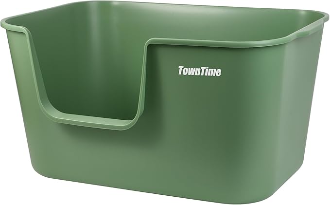 Extra Large Litter Box with High Sides 24.60" Lx16.92 Wx12.99 H,Anti-Splashing Kitty Litter Box,Tool-Free Assembly,Multi cat Litter Box,Jumbo Litter Box (Green)-PawvioPets