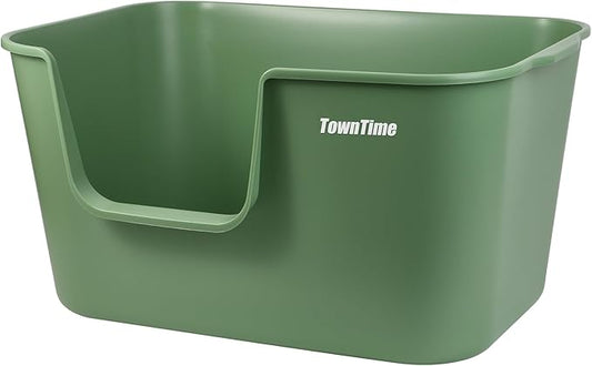 Extra Large Litter Box with High Sides 24.60" Lx16.92 Wx12.99 H,Anti-Splashing Kitty Litter Box,Tool-Free Assembly,Multi cat Litter Box,Jumbo Litter Box (Green)-PawvioPets