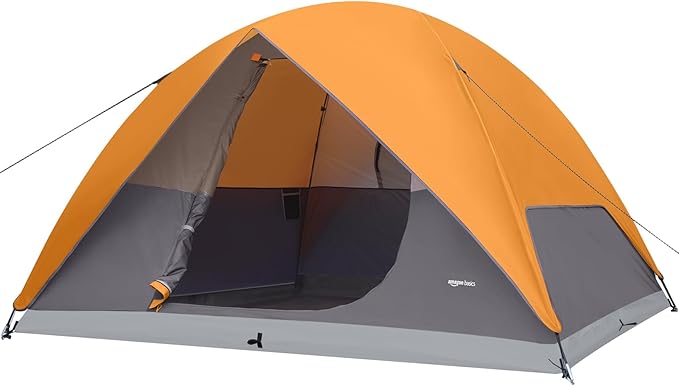 Amazon Basics Camping Tent, 3-Season Dome Design with Rainfly-PawvioPets
