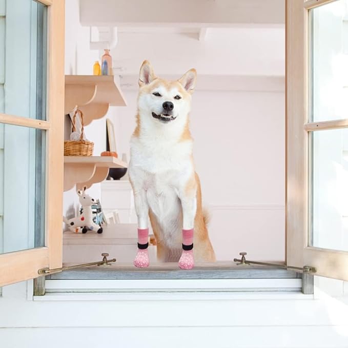 EXPAWLORER Anti Slip Dog Socks to Prevent Licking Paws, Dog Shoes for Hot Pavement, Dog Booties for Small Medium Large Senior Dogs, Traction Control Boots & Paw Protectors for Hardwood Floors-PawvioPets