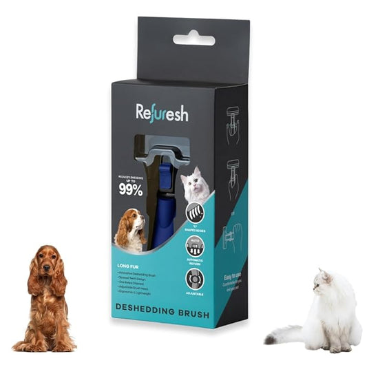 Deshedding Dog Brush for Long Hair (Small,Blue) – Gentle Deshedding tool for Dogs & Cats – Reduces shedding, without damaging topcoat. Removes Loose Fur & Dead Undercoat.-PawvioPets