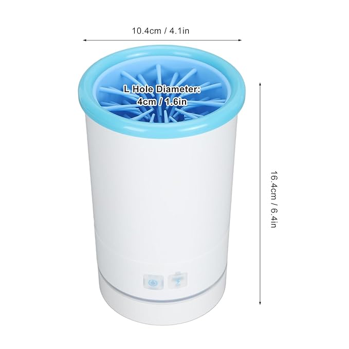Automatic Dog Cleaner, Soft Electric Washer USB Rechargeable Portable Cleaner Cup, Dog Foot Cleaning Machine for Small to Medium Dogs Cats (White Blue)-PawvioPets