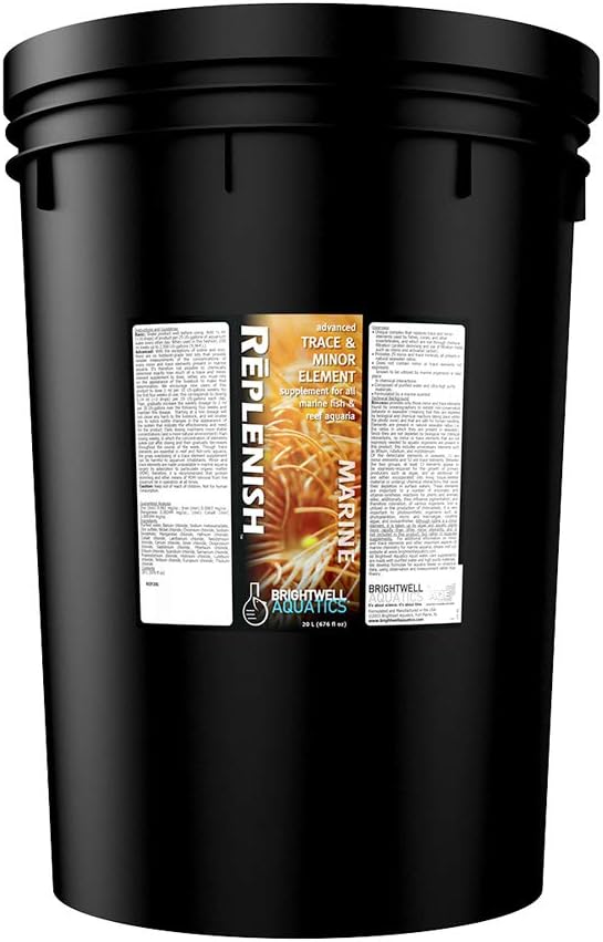 Brightwell Aquatics Rēplenish – Premium Trace & Minor Element Supplement for Marine Aquariums, Supports Healthy Fish, Corals, and Invertebrates, 20 L-PawvioPets