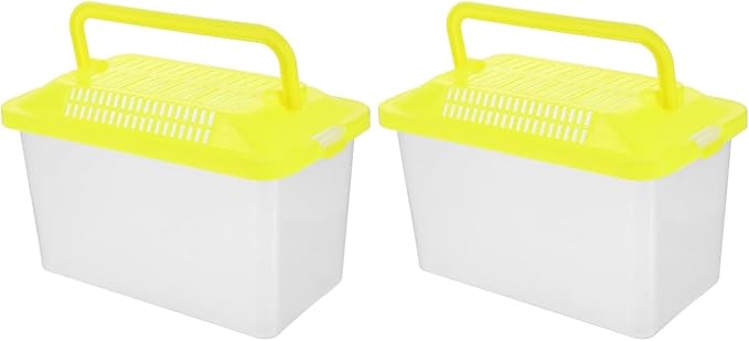 FRCOLOR Portable Plastic Turtle Tank - Transparent Aquarium Carrier Box for Small Pets Ideal for Hamsters Lizards and Fish Easy to Feed and Clean-PawvioPets