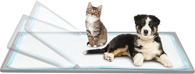 Dog Pee Pad Holder Tray, Non-Slip Puppy Pee Pad Holder, Fits Up to 35" X 24" Training Pads, High Edge Easy to Change Pee Pad Tray,Mat Fit Disposable and Washable Pee Pads-PawvioPets