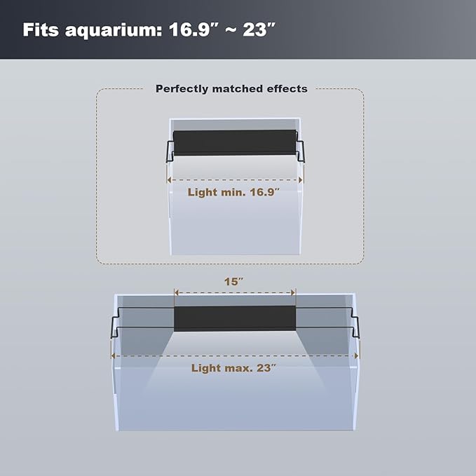 GLOWRIUM Aquarium Light, LED Freshwater Fish Tank Light with Timer, Full Spectrum Planted Aquarium Grow Lights with Daylight/Moonlight Mode, Brightness Adjustable, Auto On/Off (17-23 in)-PawvioPets