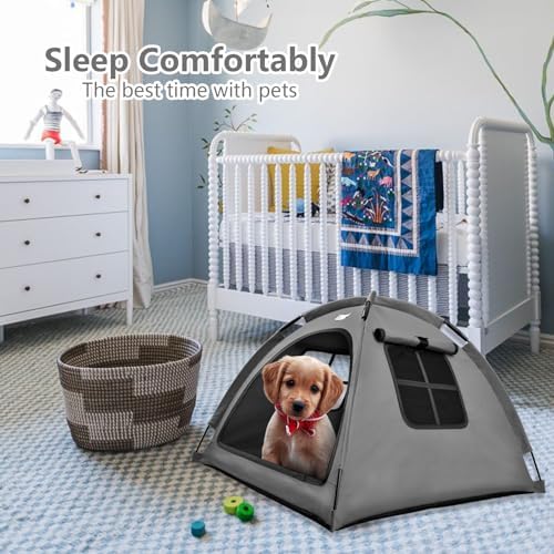 Cat and Dog Outdoor Waterproof Tent House - Indoor/Outdoor Cave Nest Bed for Small Dogs, Cats, Bunnies - Washable (Gray, Small)-PawvioPets