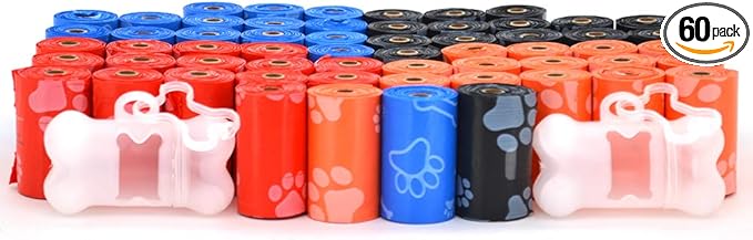 Best Pet Supplies Dog Poop Bags (900 Bags) for Waste Refuse Cleanup, Doggy Roll Replacements for Outdoor Puppy Walking and Travel, Leak Proof and Tear Resistant, Thick Plastic - Assorted Colors-PawvioPets