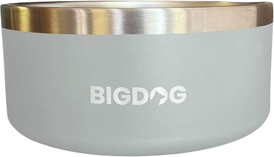 BIGDOG Large Dog Bowls, Stainless Steel Dog Food and Water Bowl, 100 Ounces, Grey-PawvioPets
