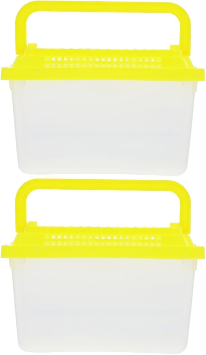 FRCOLOR 2pcs plastic turtle fish tank acrylic reptile cage tortoise habitat Pet Fish Tank Reptile Feeding Tank aquatic turtle tanks and aquariums eamon living habitat mini breeding box-PawvioPets