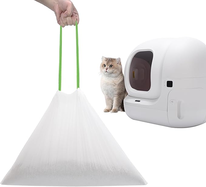 67 Count Cat Litter Bags for Pet Pura MAX Self-Cleaning Litter Box, Drawstring Kitty Liners for Automatic Waste Drawer Bin, Disposable Replacement Poop Trash Bag, Durable Leak-proof - 21 * 15.7 "-PawvioPets