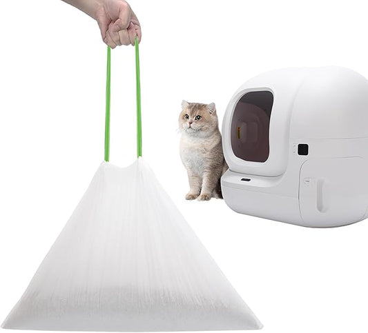 67 Count Cat Litter Bags for Pet Pura MAX Self-Cleaning Litter Box, Drawstring Kitty Liners for Automatic Waste Drawer Bin, Disposable Replacement Poop Trash Bag, Durable Leak-proof - 21 * 15.7 "-PawvioPets