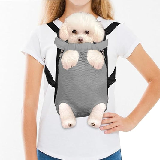 FEimaX Dog Carrier Backpack Pet Legs Out Front Cat Travel Bag, Adjustable Puppy Backpacks Carriers Hands-Free for Small Medium Dogs Cats Hiking Traveling Camping Daily Walking (X-Large, Grey)-PawvioPets