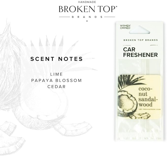 Broken Top Botanical Car Air Freshener Variety Pack, 6 Pack (2 Coconut Sandalwood, 2 Saguaro Cactus, 2 Sea Salt Surf)-PawvioPets