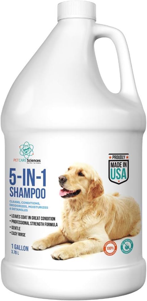 Gallon Bottle 5 in 1 Dog Shampoo for Itchy Skin - Sensitive Skin Dog Shampoo for Smelly Dogs - Dog Shampoos & Conditioners - Made in The USA-PawvioPets