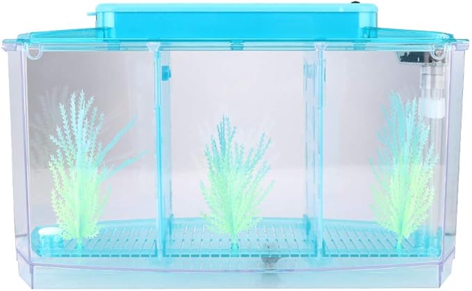 Betta Fish Tank, Adjustable Light Isolation Acrylic Small Aquarium with LED Light, Small Fish Tank Starter Kit, Beta Fish Tank with Water Change Valve for Office Home Room Decor (Blue)-PawvioPets