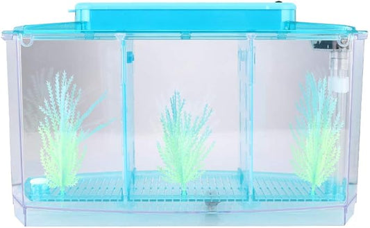 Betta Fish Tank, Adjustable Light Isolation Acrylic Small Aquarium with LED Light, Small Fish Tank Starter Kit, Beta Fish Tank with Water Change Valve for Office Home Room Decor (Blue)-PawvioPets