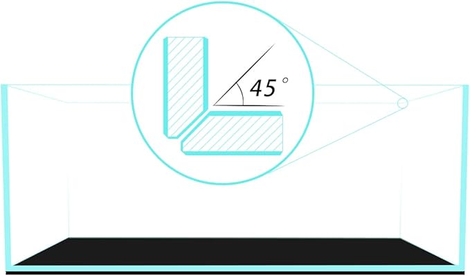 Fzone 6.4 Gal Shallow Rimless Low Iron Fish Tank Nova Clear Ultra-White 45° Mitered Edges Translucent Glass Anata Series Aquarium w/Black Foam Leveling Mat-PawvioPets