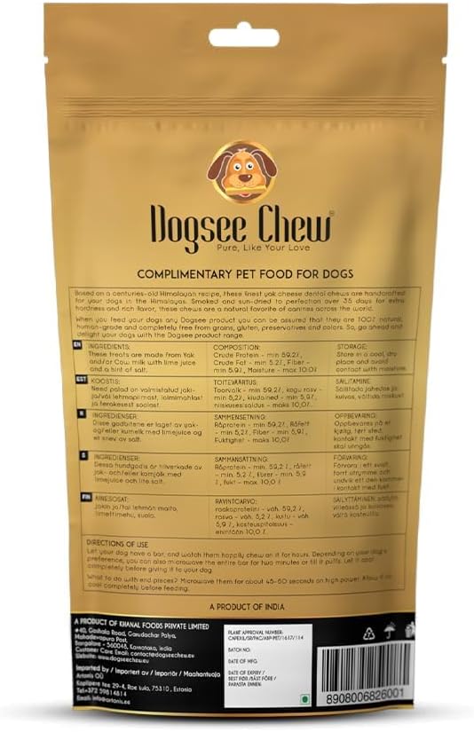 Dogsee Original Himalayan Yak Cheese Dog Chews (Small - 3 Bars) | Fights Plaque and Tartar| Yak Chews for Small Dogs | Rawhide Free | Easily Digestible Dog Treats-PawvioPets