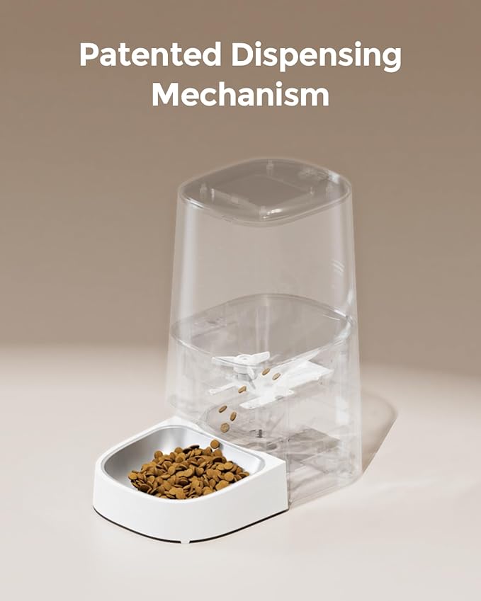 Cat Feeder Automatic - Cat Food Dispenser MeowServe S20, Auto Dog Feeder with Stainless Steel Bowl, 5L Pet Feeder with Patented Anti-Jam Port, App, Dual Lock Lid, Dual-Band WiFi & Power, White-PawvioPets