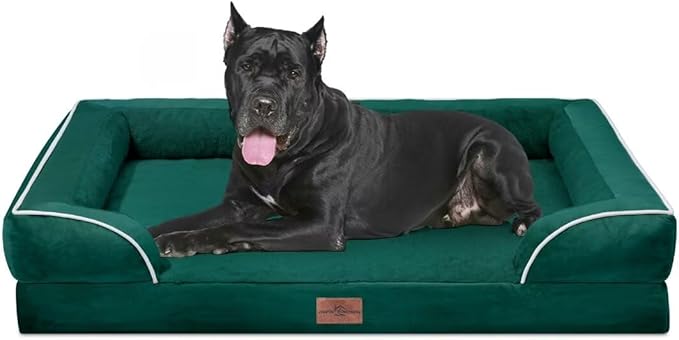 Comfort Expression Orthopedic Dog Bed Waterproof, XXL Dog Beds for Oversized Dogs, Washable Dogs Sofa Bed with Removable Cover & Non-Slip Bottom(XX-Large,Emerald)-PawvioPets