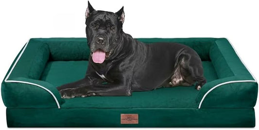 Comfort Expression Orthopedic Dog Bed Waterproof, XXL Dog Beds for Oversized Dogs, Washable Dogs Sofa Bed with Removable Cover & Non-Slip Bottom(XX-Large,Emerald)-PawvioPets