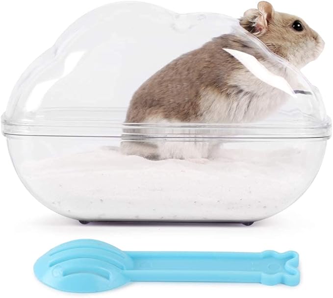 BUCATSTATE Hamster Sand Bath Container Large Hamster Toilet with Scoop Set Dust Bust Accessories for Small Animals (Transparent, Medium)-PawvioPets