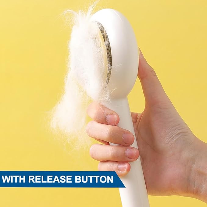 Cat Brush for Short or Long Haired Cats Dogs Rabbits, Cute Dog Brush with Release Button for Massage and Removes Loose Fur-PawvioPets