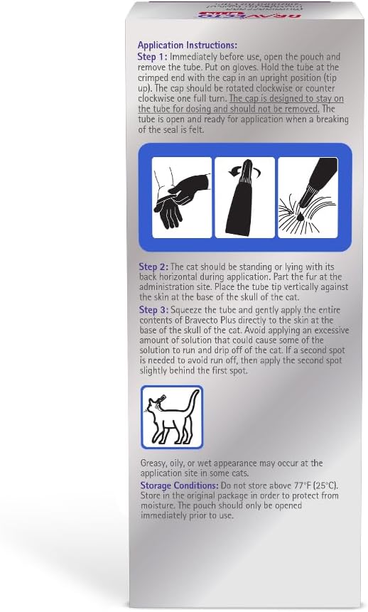 BRAVECTO PLUS Topical Solution for Cats, Flea, Tick & Heartworm, 2 Months Supply, 6.2-13.8 lbs., Blue Box-PawvioPets