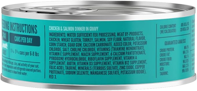 A Strong Heart Canned Wet Cat Food, Chicken & Salmon Dinner in Gravy - 5.5 oz Cans (Pack of 24), Made in The USA with Real Chicken & Salmon-PawvioPets