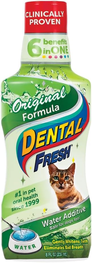 Dental Fresh Water Additive for Cats, Original Formula, 8 oz – Cat Breath Freshener – Products for Cats to Help Overall Cat Dental Health-PawvioPets