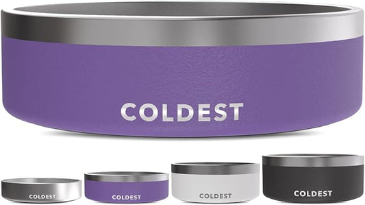 Coldest Dog Bowl - Anti Rust Metal, Non Slip, 3 Layers Insulated Stainless Steel Dog Bowls - Spill Proof & Heavy Duty - Water Bowl for Dogs, Cats & Pets, Dish Washer Safe (42 oz, Galaxy Purple)-PawvioPets