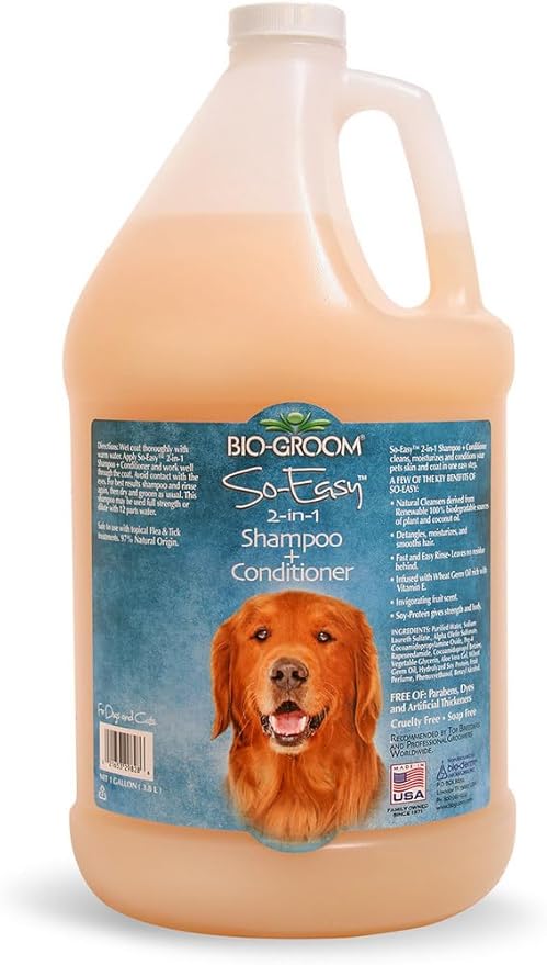 Bio-Groom So Easy 2 in 1 Shampoo & Conditioner - Dog & Puppy Shampoo and Conditioner Gallon, Detangling Dog Wash, Bulk Size for Grooming, Soap Free, 12:1 Concentration - Tropical Fruit Scent, 1 Gallon-PawvioPets
