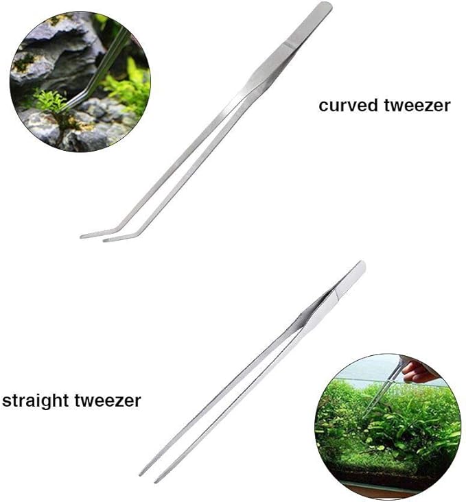 Aquascaping Tools 7 in 1 Kit Aquarium Plant Scissors Tools Set Curved & Waved Scissor Tweezers Spatula Stainless Steel Anti Rust Tools for Fish Tank Cleaning Plant Trimming-PawvioPets