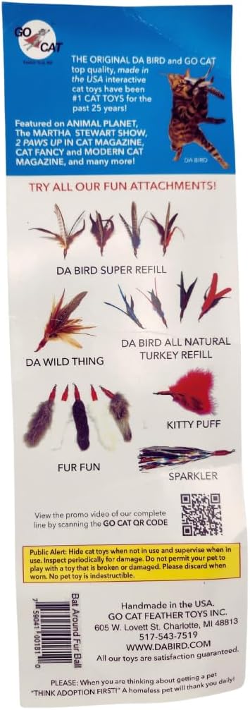 3 Count of Bat Arounds: Fur Ball Cat Toy from Da Bird-PawvioPets