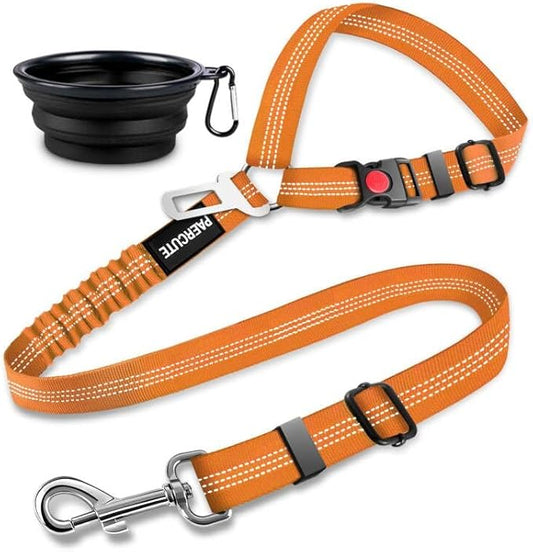 2 Piece Set Retractable Dog Car Seatbelts - Adjustable Pet Seat Belt for Vehicle Headrest Restraint - Heavy Duty & Elastic & Durable Car Harness-PawvioPets