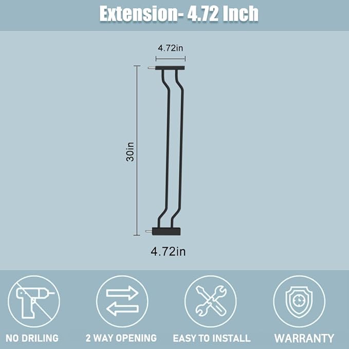 Extra Wide Baby Gate with 4.72in Extensions, Walk-Through, Auto Close, Pressure Mount Child Safety Gate (Black, Extension-4.72"/12cm)-PawvioPets