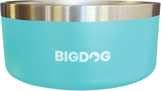 BIGDOG Stainless Steel Dog Bowl, 100 Ounces, Spill Proof, Large Dogs, Light Blue-PawvioPets