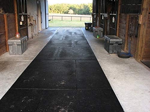American Floor Tiles - Heavy Duty Stall Tiles - Stable/Horse Tiles - Thick, Durable Rubber Flooring Solid Black 12' x 12' Set 1/2" Thick (36 Tiles Total)-PawvioPets