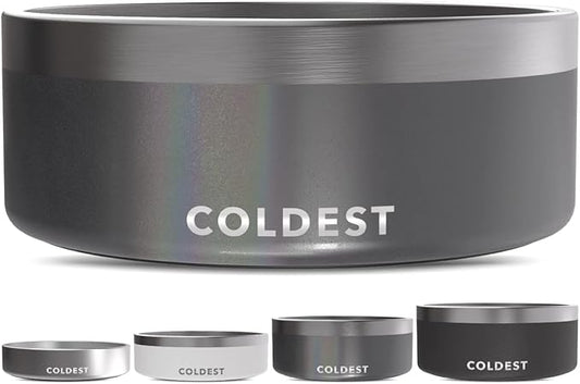 Coldest Dog Bowl - Anti Rust Metal, Non Slip, 3 Layers Insulated Stainless Steel Dog Bowls - Spill Proof & Heavy Duty - Water Bowl for Dogs, Cats & Pets, Dish Washer Safe (64 oz, Stardust Glitter)-PawvioPets